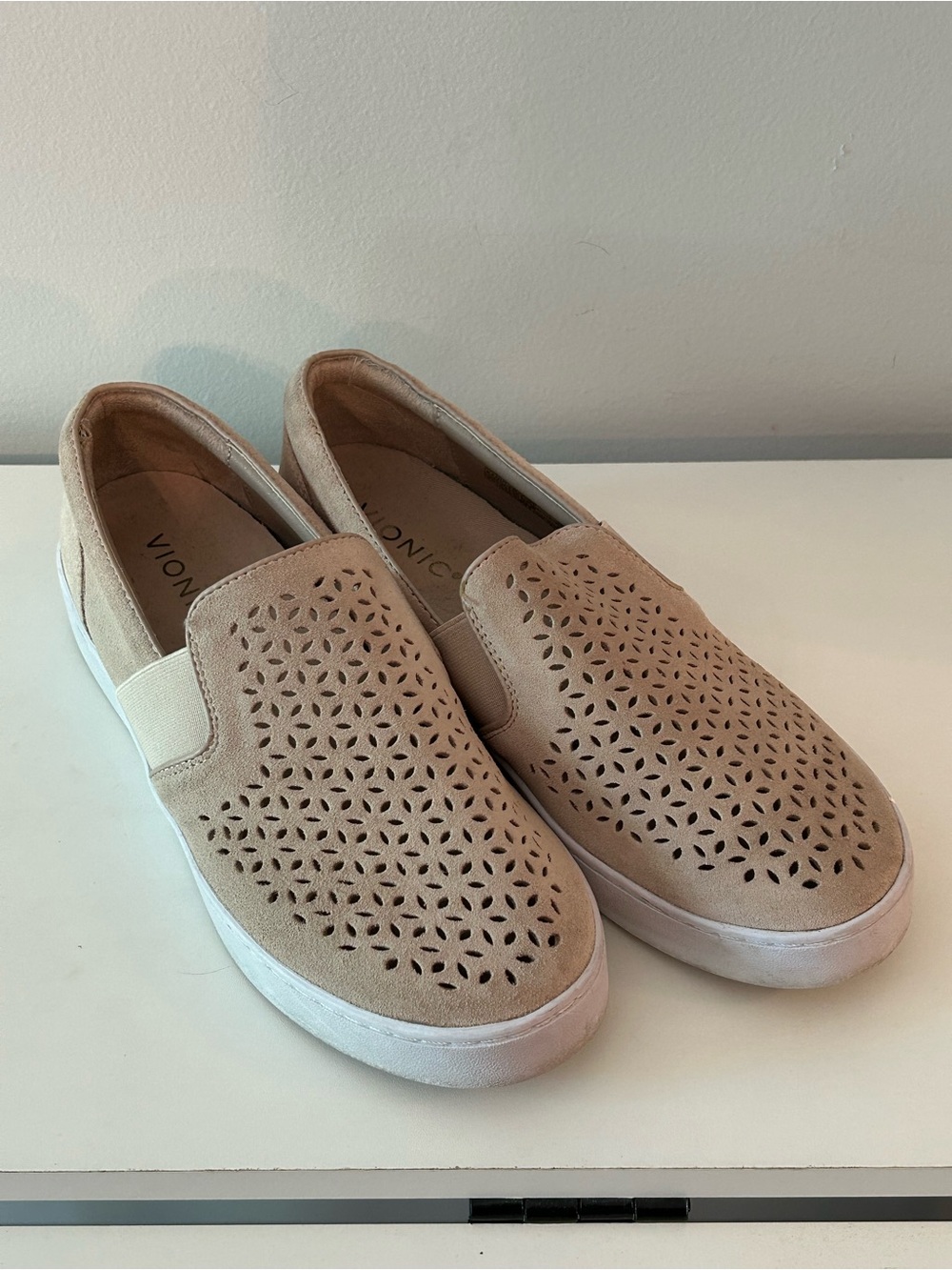 Vionic Perforated Slip-On Loafers - Beige